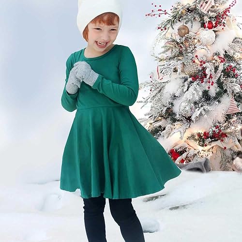 Miniatura 3 de City Threads Big Girls Cotton Long Sleeve Twirly Skater Party Dress, Cotton SPD Sensory Clothing Sensitive Skin