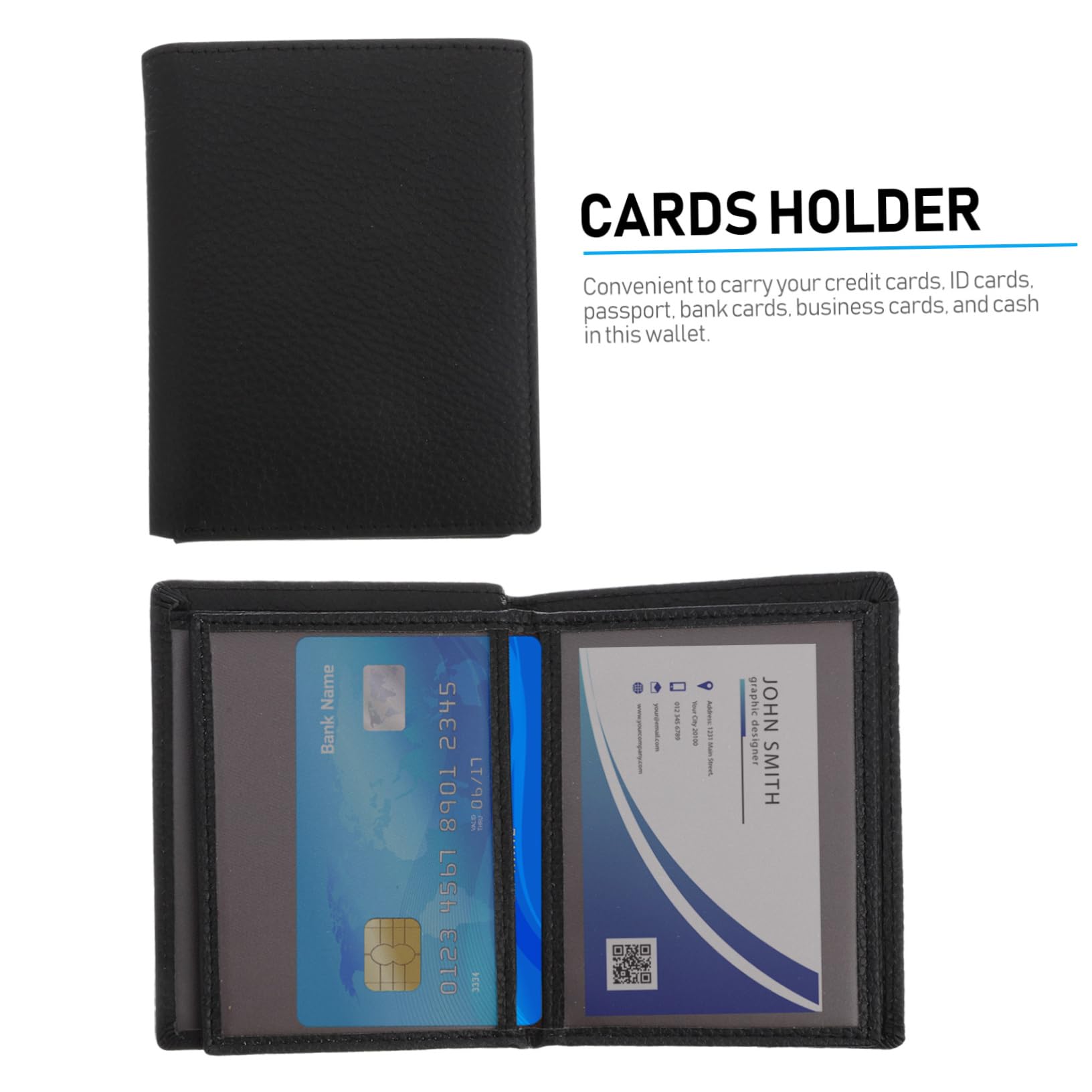 HOMSFOU 2pcs Leather Card Organizer Id Card Holder Credit Wallet Pouch Bank Holder