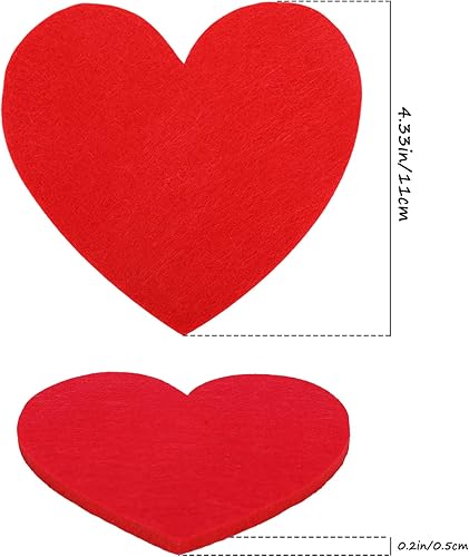 Miniatura 2 de Whaline Juego de 8 posavasos de fieltro para el día de San Valentín posavasos con forma de corazón antideslizantes absorbentes para protección de