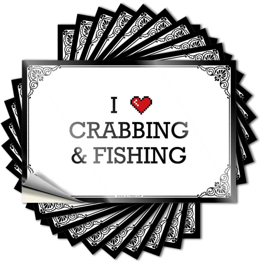 Tattoo Door Girly I Love Crabbing & Fishing for Sports - Guest Easy Peel Removable(8X12CM)