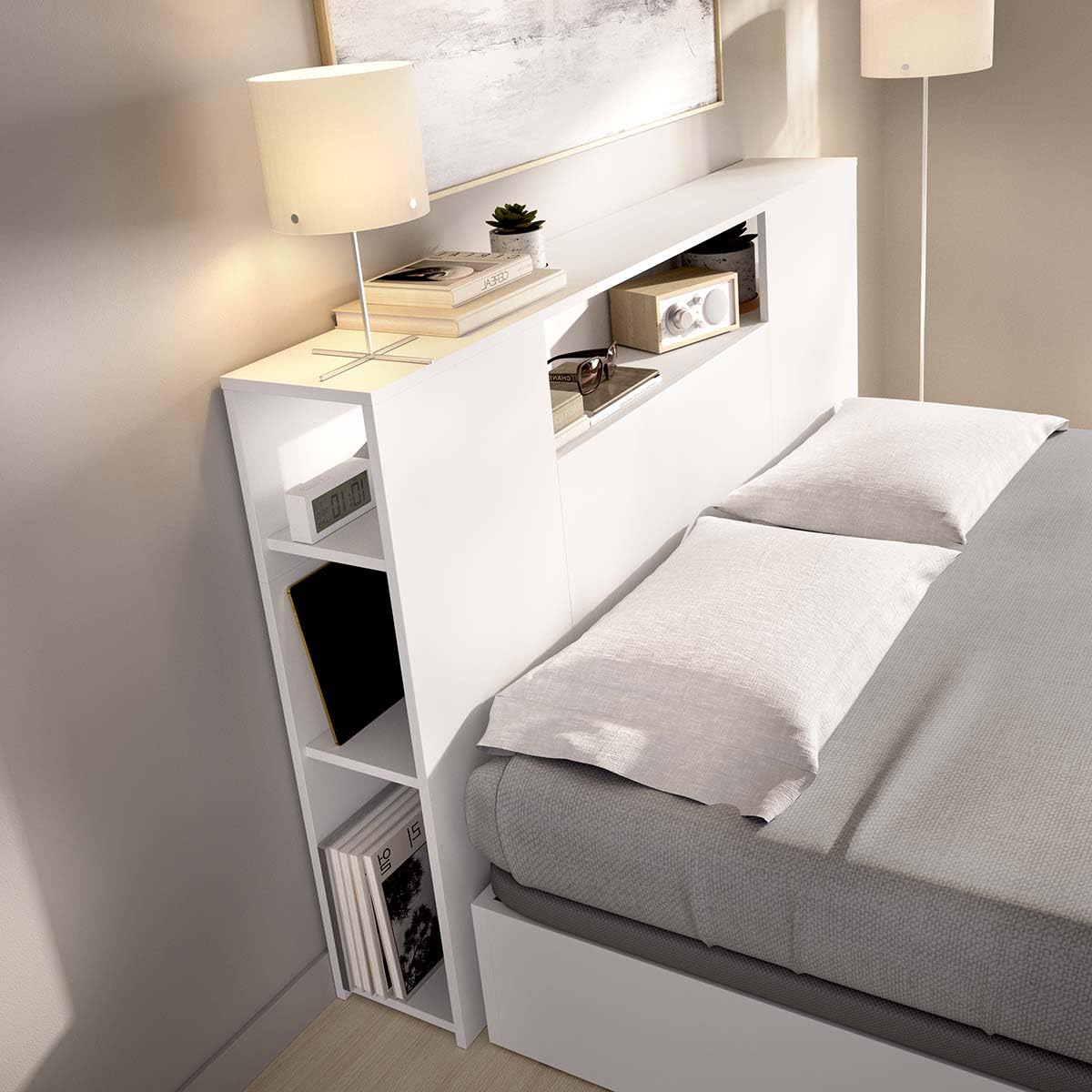 DEKIT - Pack Ahorro Dormitorio Canapé Nest con Cabezal Ten con 1 Colchón viscoelástico Nova 150 x 190 cm, Altura 20 cm