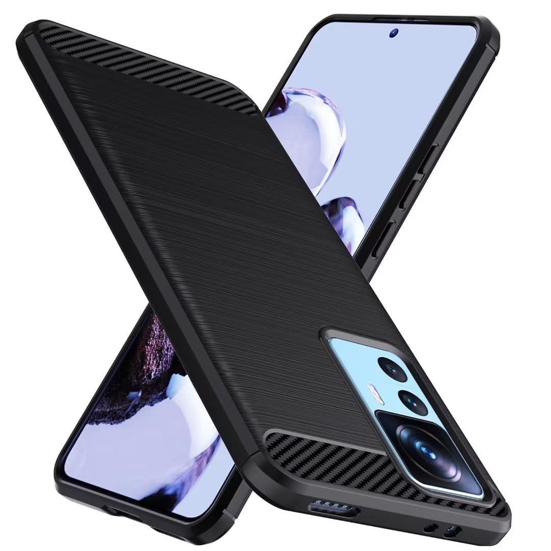 Case for Motorola Moto G55, Military-Grade Shockproof [Carbon Fiber Texture] Soft Flexible TPU Slim Anti-Scratch Cover Phone Case for Moto G55 6.49 inch,Black