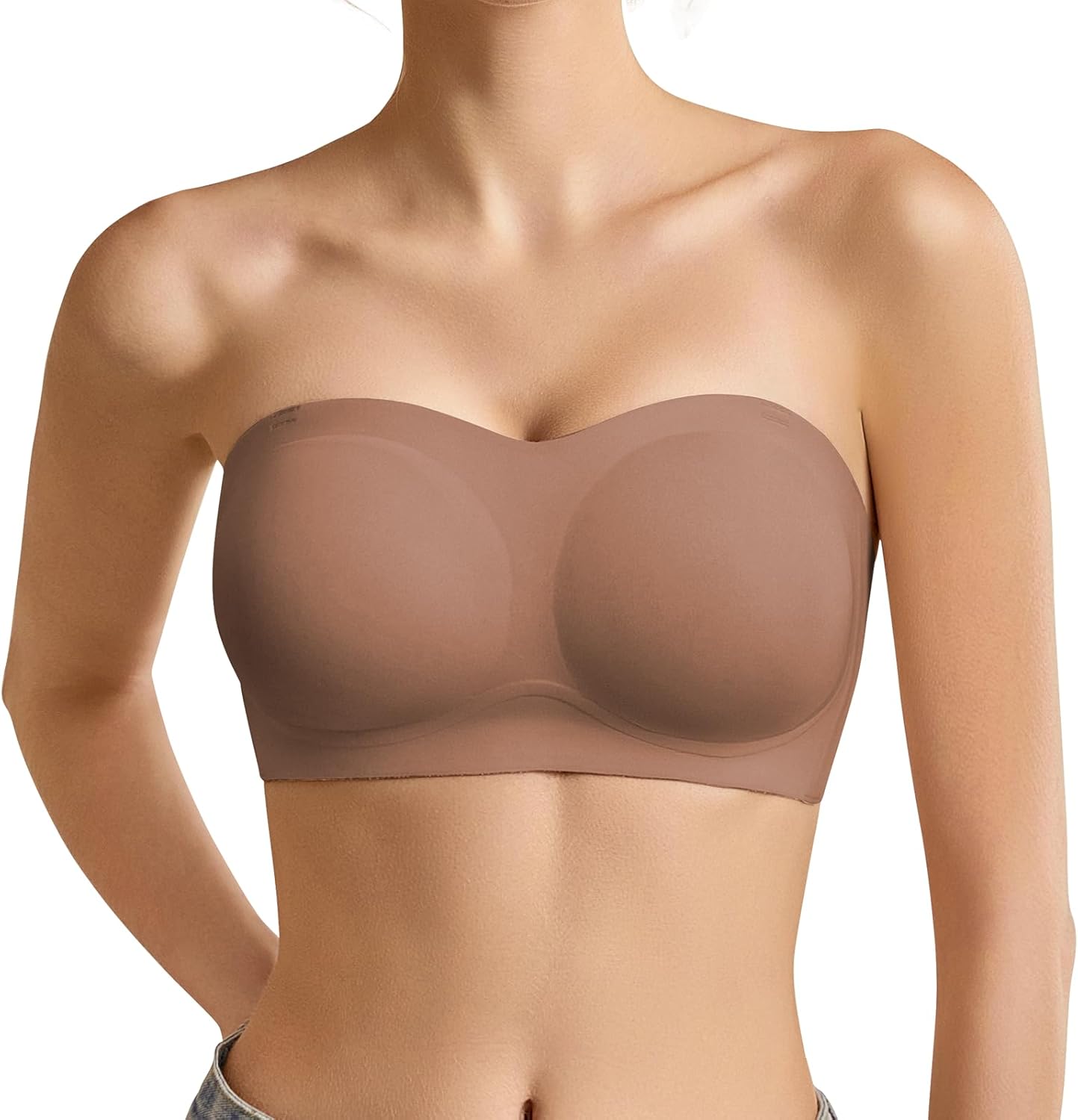 Strapless Bra for Women Bandeau Bras Wireless Seamless Padded Tube Bra Non-Slip Silicone Invisible Bralette