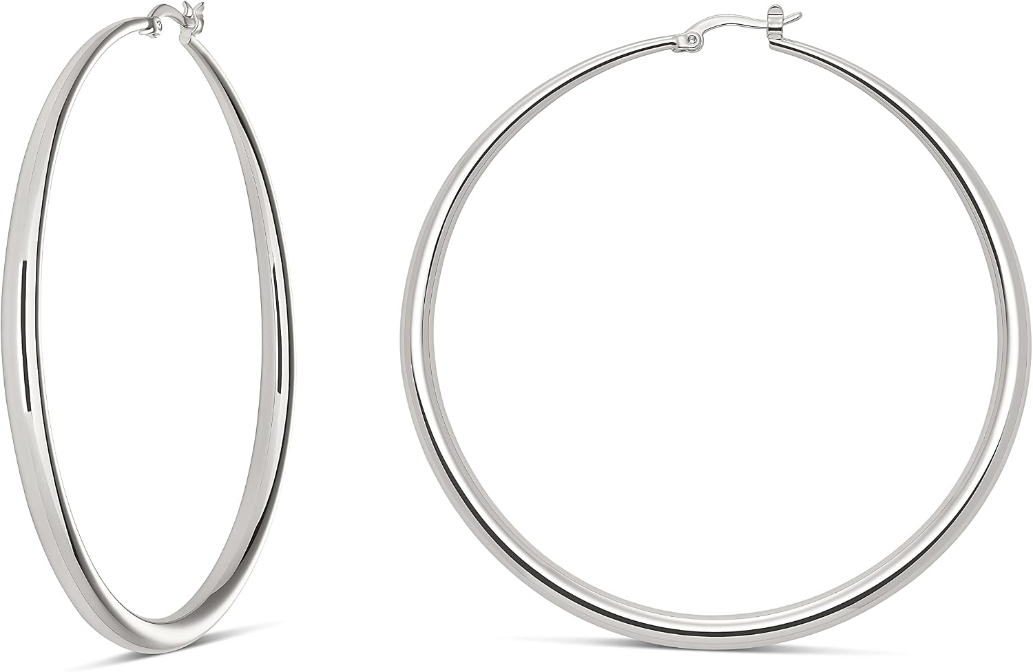 MILLA 14K Gold Hoop Earrings For Women, Silver Hoop Earrings & Rose Gold Earrings with Graduated Curvature