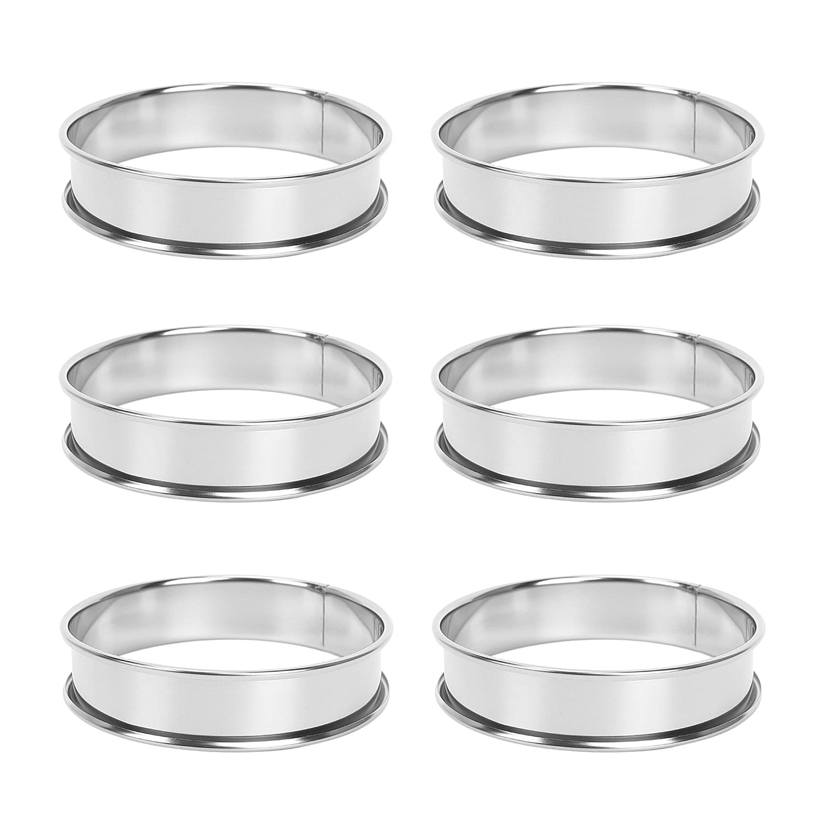 CTRLZS 6 PCS Cooking Round Cake Ring Mold, Stainless Steel Muffin Tart Rings, Metal Molds Double Rolled Crumpet Circular Pastry