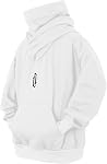 Fleece Hoodies for Men Cowl Neck Sweatshirts Casual Pullover Fall Winter Loose Fit Tops with Embroidery