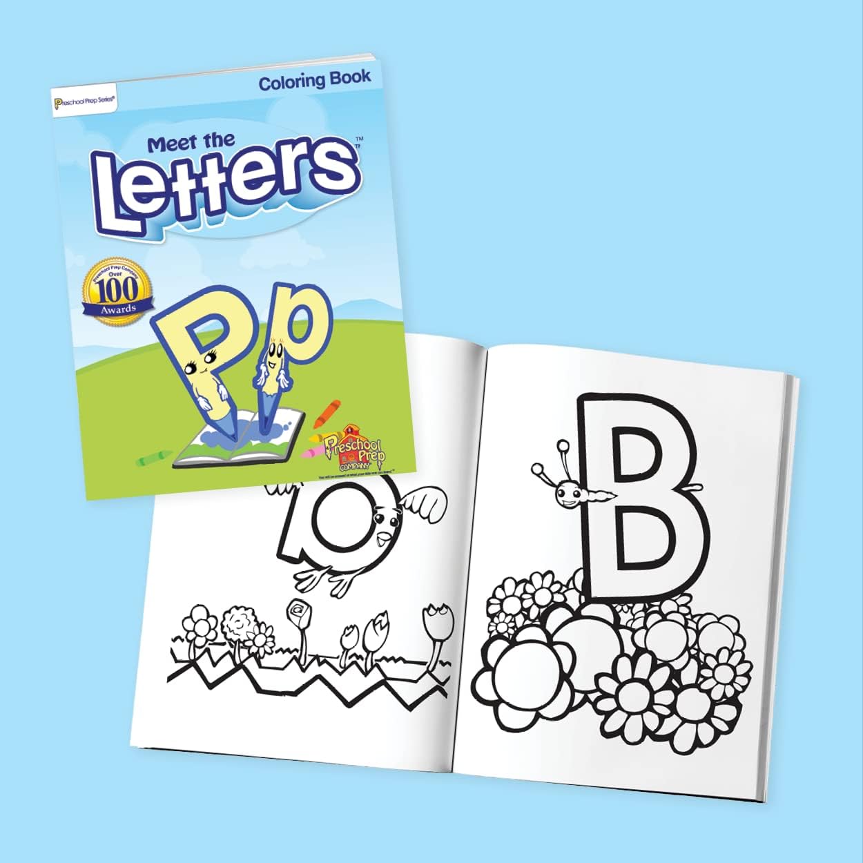 Preschool Prep Company Basics/Reading Coloring Book Bundle - 8 Coloring Books – Meet The Letters, Numbers, Shapes, & Colors, Meet The Sight Words, Meet The Phonics Letter Sounds, Digraphs, & Blends!