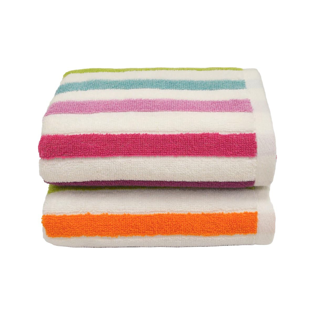 Allure Bath Fashions Multi Allure Cali Striped Hand Towels Pack Of 2 50 X 85Cm, 100% Cotton – Super Soft, Absorbent, Quick Dry Coloured Stripe Bathroom Towel Set