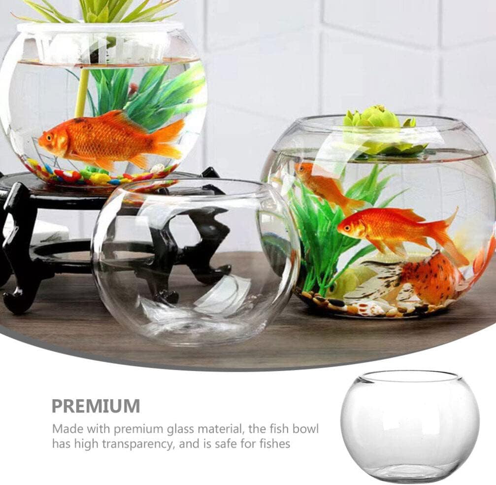 Kisangel Round Fish Bowl Glass Fish Vase for Centerpieces Large Glass Bubble Bowl Modern Decorative Home Aquarium