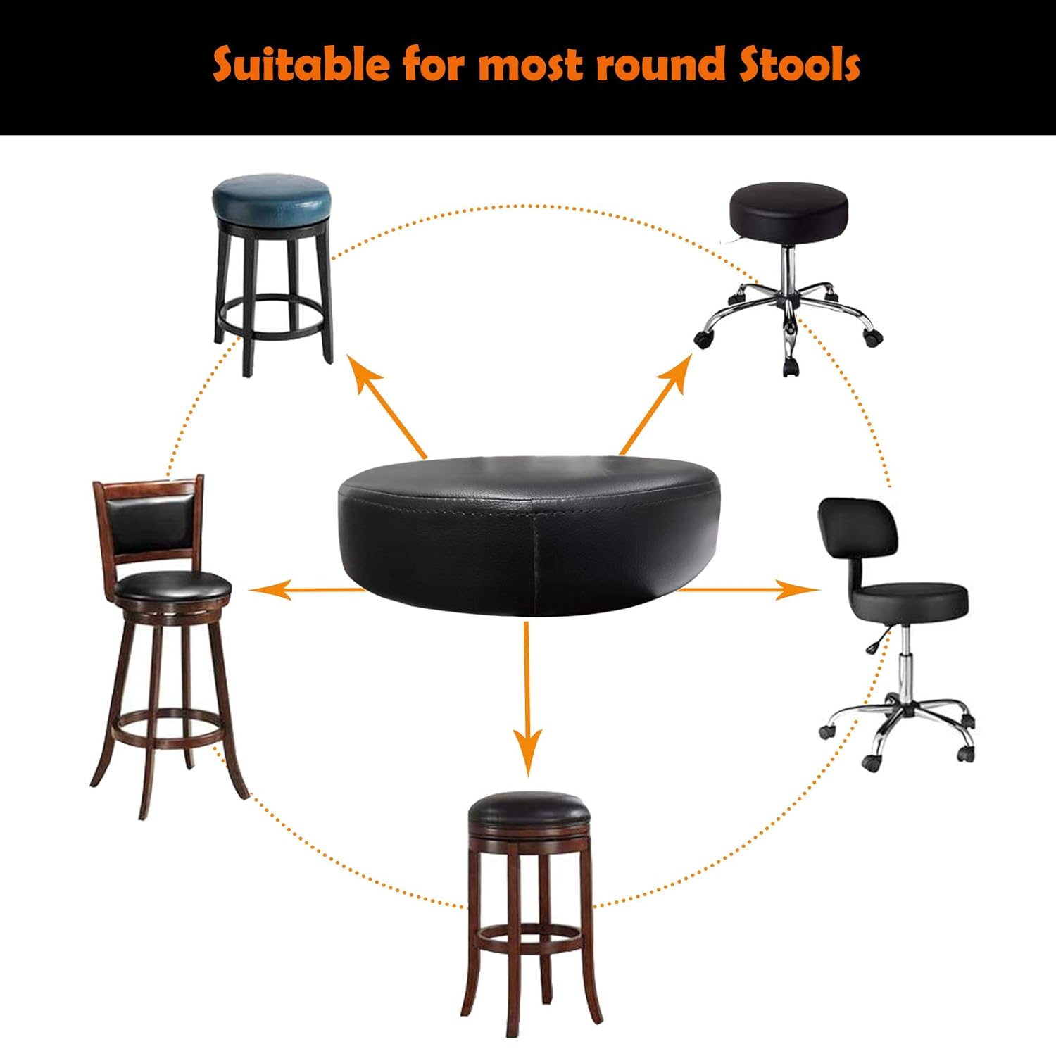 Buy Kowaku 134 Bar Stool Cushions Round Bar Stool Seat Replacement Top Barstools Covers Round Heavy Duty Black Online In Turkey B08nc6p9hh