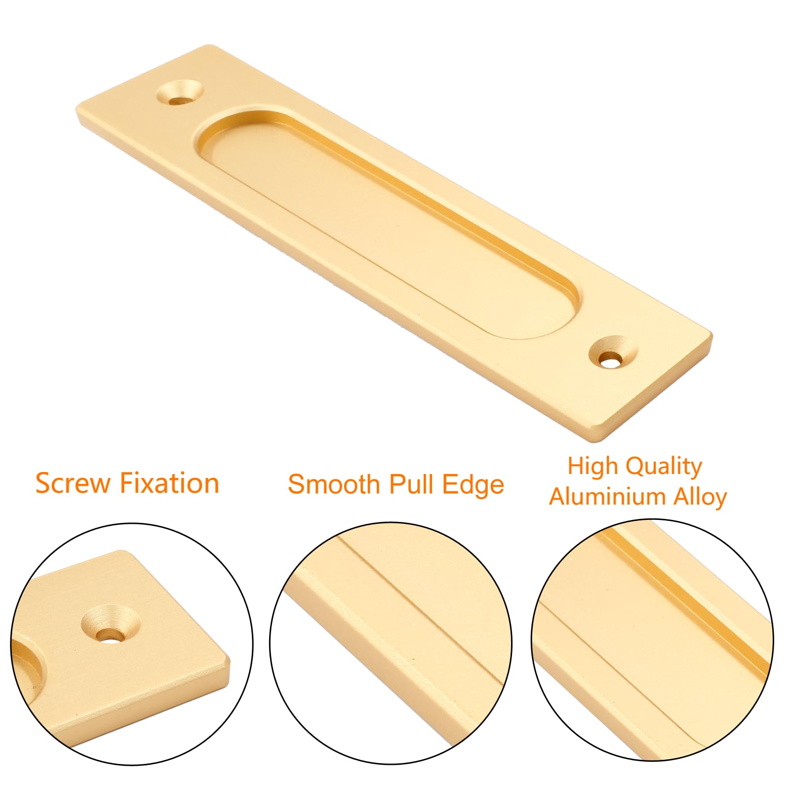 Kyuionty Rectangular Finger Flush Pulls - Matte Black Aluminum Cabinet & Door Handles, Easy Install