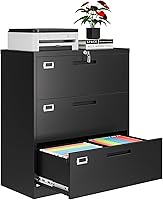 Vista 11 de Gabinete portátil de 3 cajones con cerradura, archivadores enrollables para oficina en el hogar, pequeño gabinete de archivo bajo escritorio