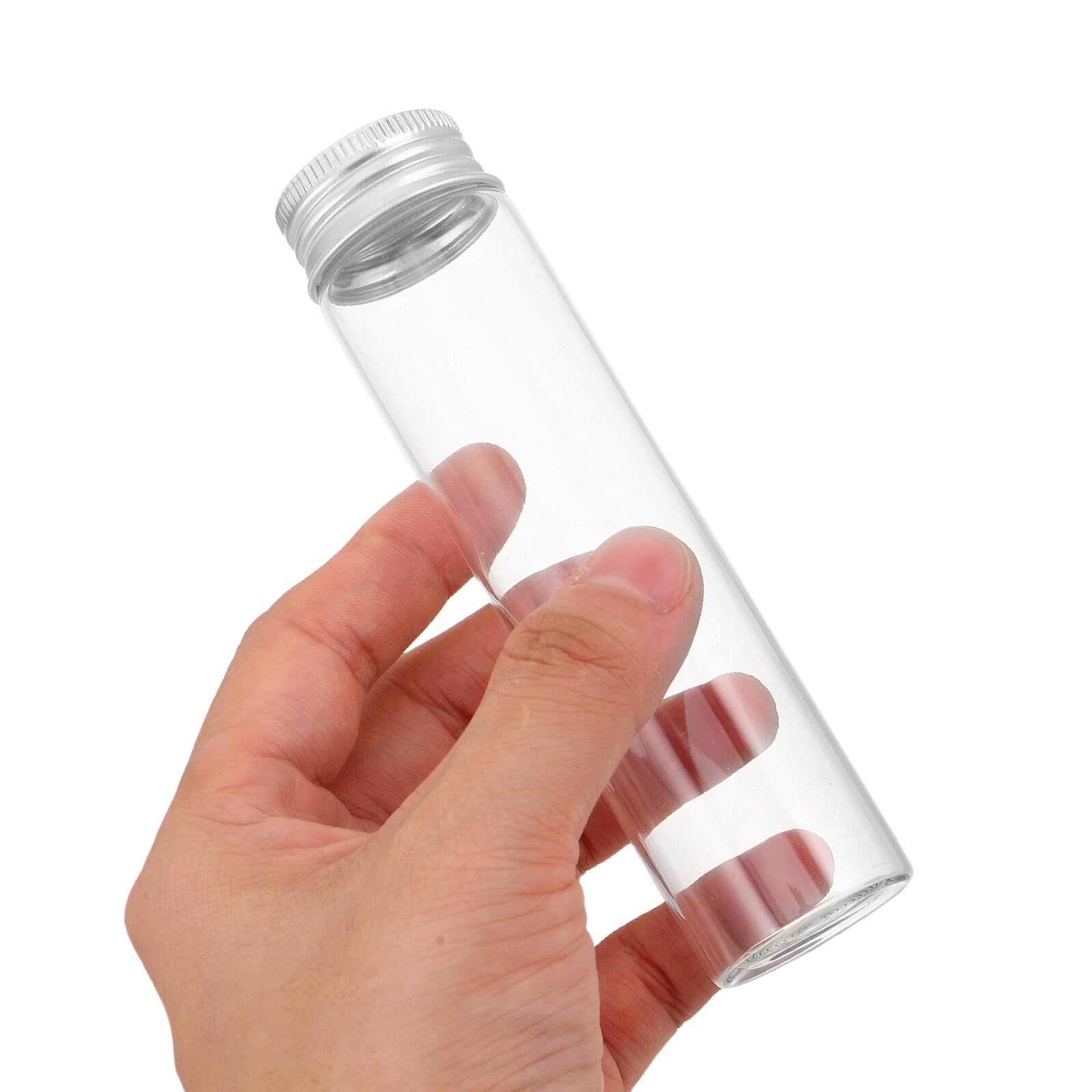 Botellas de Vidrio Transparentes de 60 Ml con Tapa de Aluminio Set de 30 Piezas Tubos de Ensayo para Almacenamiento Hermético Ideales para Aceites Esenciales Cosméticos y