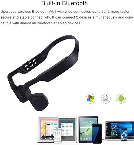 Miniatura 2 de QT S Auriculares de conducción ósea Bluetooth con micrófono Titanio Ligero Oído Abierto Inalámbrico Estéreo Música IP65 Resistente al Agua y al