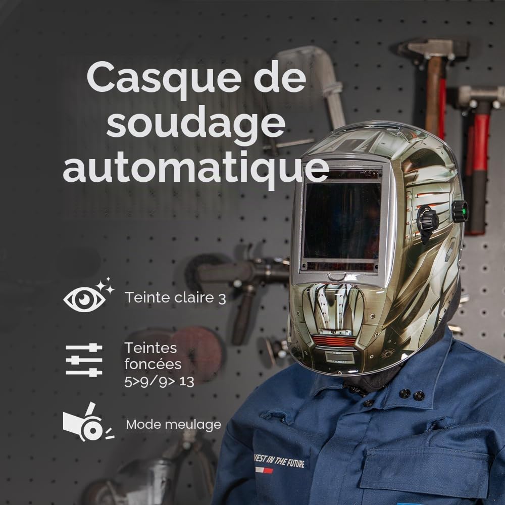 GYS Casque de Soudeur Alien XXL Masque de Soudure Mixte, Gris/Noir, Taille Unique, réglable