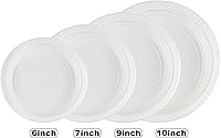 Vista 5 de Blue Sky Platos de plástico blanco de 6 pulgadas, 100 platos de plástico desechables, aptos para microondas, perfectos para fiestas de cumpleaños
