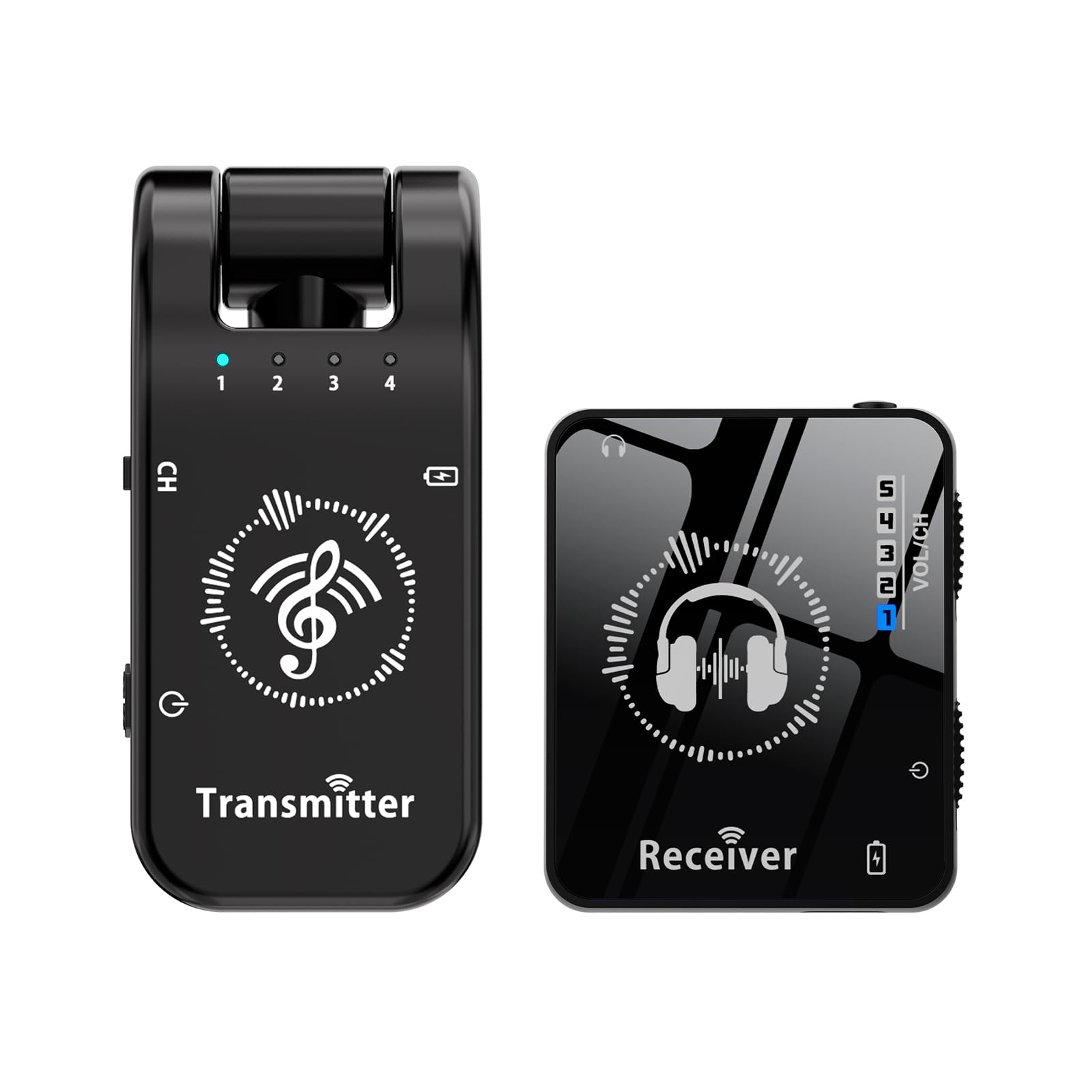 Hanzete 2.4G Wireless In-Ear Monitor System Trasmettitore Rotazione 282° Portatile Collare Clip Ricevitore Ricaricabile Accoppiamento Automatico Bassa Latenza 39,9m