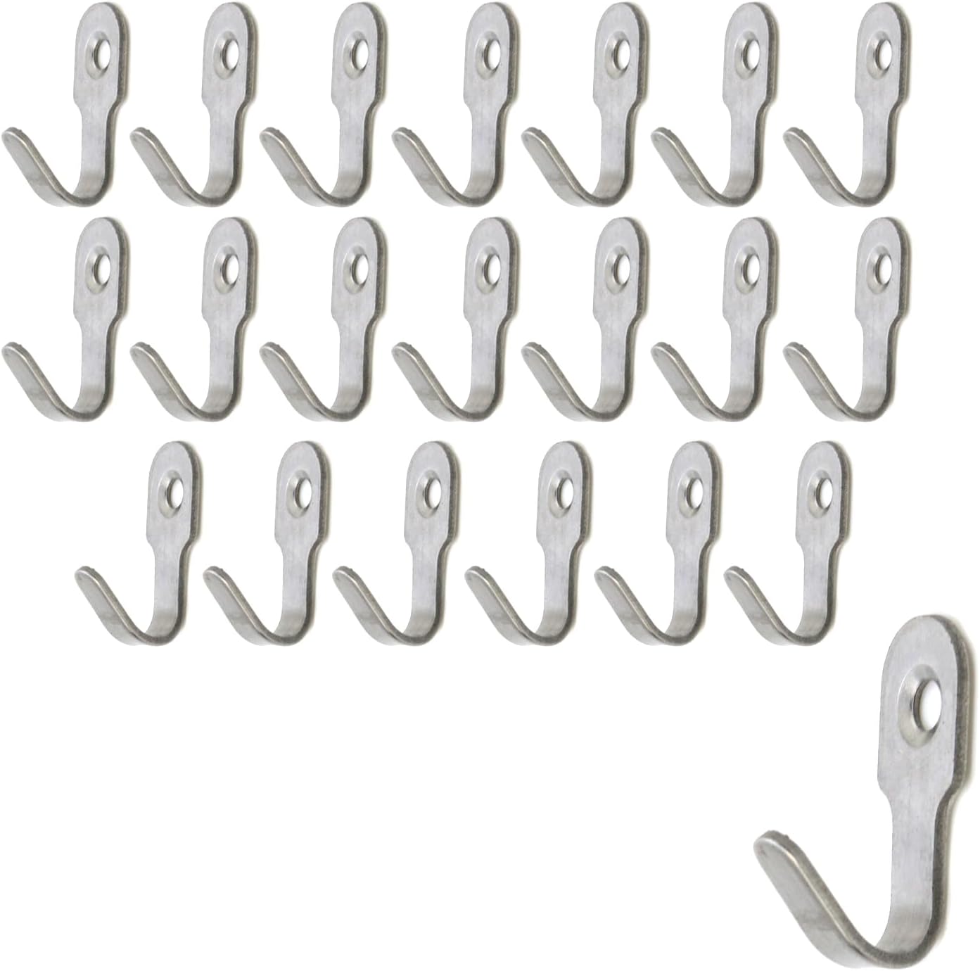 Oedema Stainless Steel Wall Hangers Mini J Hooks Single Prong Hanging Hooks for Picture Bath Towel Mirror Hanging Hardware Keys Coats, Silver, 20 Pack