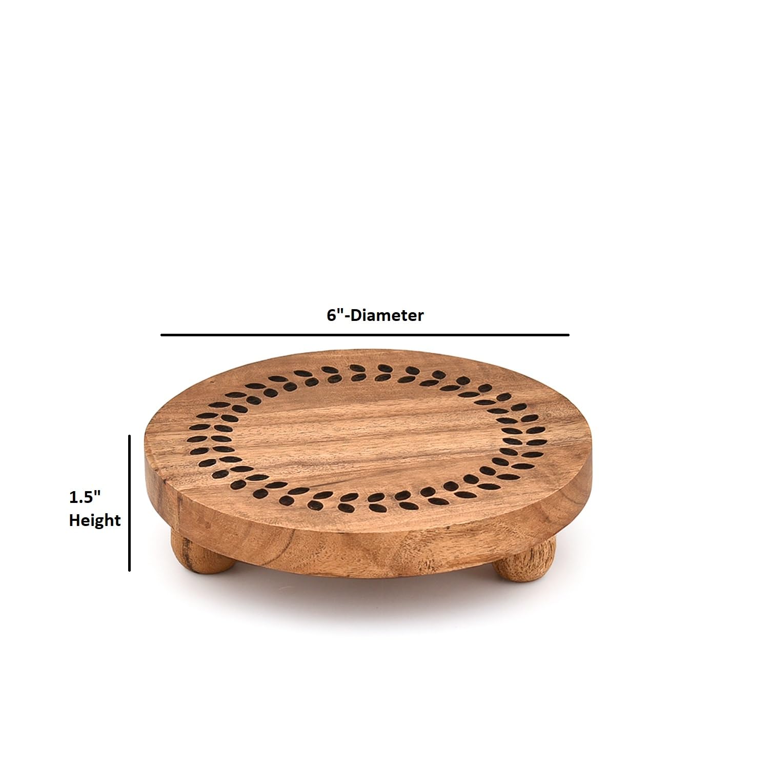 Lot de 2 supports ronds en bois d'acacia pour savon, plantes ou décorations pour intérieur et extérieur (15,2 x 15,2 x 3,8 cm)