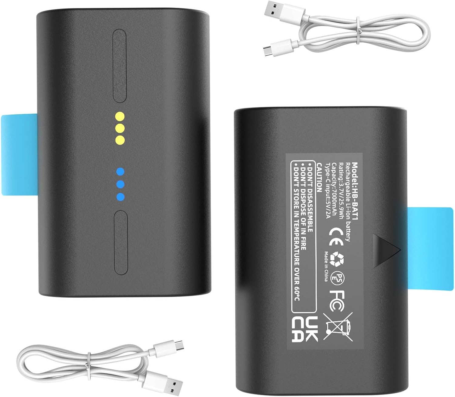 2 Pack Extra Outdoor Camera Battery Pack Compatible with SimpliSafe Wireless Outdoor Security Camera CMOB1 CM0B1 SCM301 with Type-C Charge Cable Upgraded 7000mAh Capacity Battery Model SSCAM-BAT1