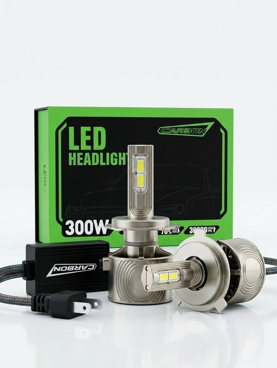 CARBON 300W Car LED Headlight Bulbs, 24,000LM, 6000K Cool White, Dual Copper Tube Cooling, IP68 Waterproof, Plug & Play, 30,000+ Hour Lifespan, 2-Year Replacement Warranty (9005)-image-13