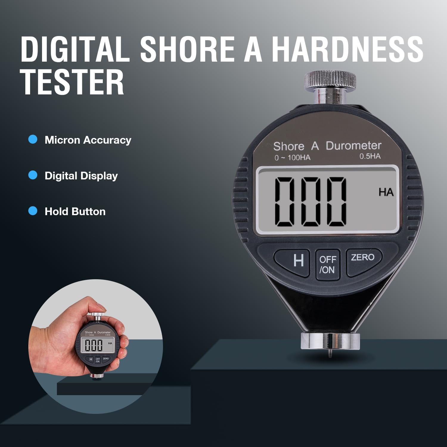 KATSU Tools Durometro Digitale Shore A 0-100HA Misuratore di Durezza Gomma Plastica LCD