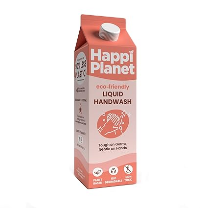 Happi Planet eco-friendly Liquid Handwash Refill | Plant Based, Non Toxic, Natural, Organic, Herbal, Chemical Free, Paraben Free, pH Balanced, Tough On Germs, Gentle On Hands (1L Pack)