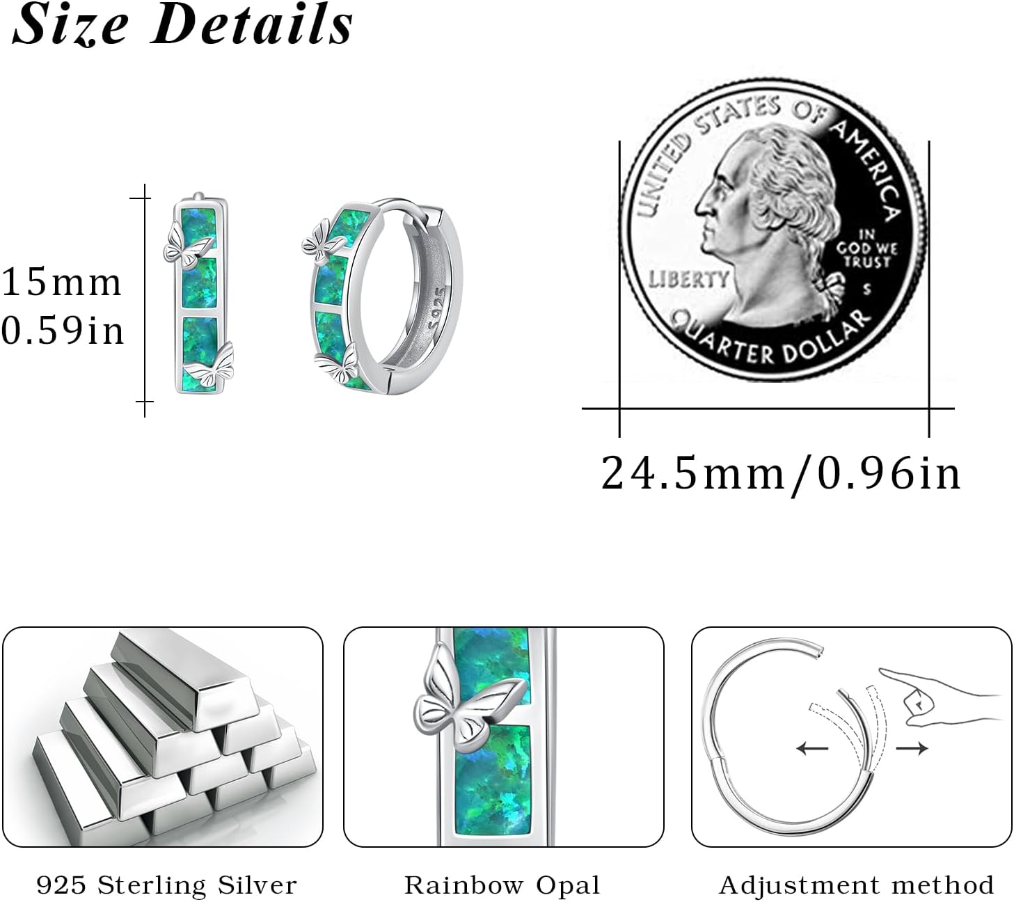 MEDWISE Hoop Earrings for Women 925 Sterling Silver Multi Colored Opal Hoop Earrings Huggie Hoop Earrings Hypoallergenic Earrings Christmas Jewelry Gift for Women Daughter Wife Mom Friends