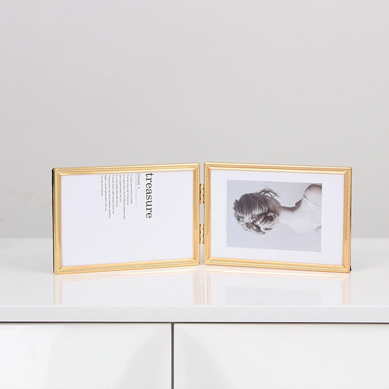 Glass Picture Frame 5x7 Small Vertical for Table Stand, Folding Photo Frames Rose Gold Metal Frames for Living Room