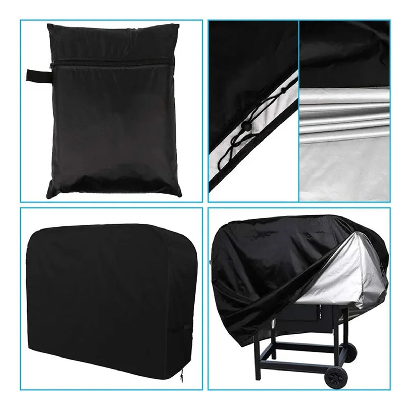 Copertura per Barbecue in Tessuto Oxford 420D, Resistente all'Acqua, per Esterni, con Rivestimento in PVC, antistrappo, Protettiva, per Barbecue.
