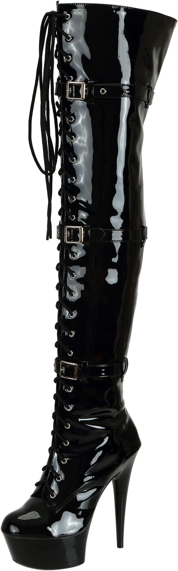 Women's Over The Knee Thigh High Heel Boots Platform Zip Buckle Lace Up