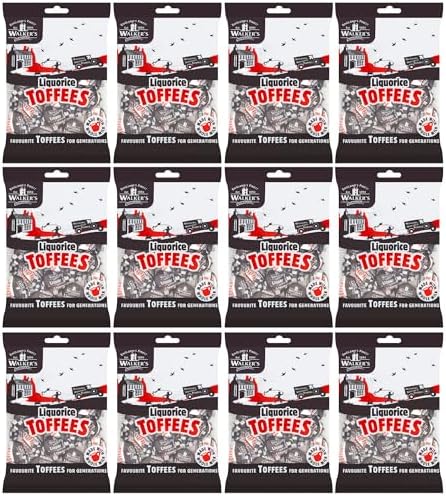Walkers Nonsuch Liquorice Toffees Bag 5.29 Oz (Pack of 12) โ Black Licorice Candy, British Chewy Toffee Candy, Old Fashioned Sweets, Traditional English Treats, Imported from UK
