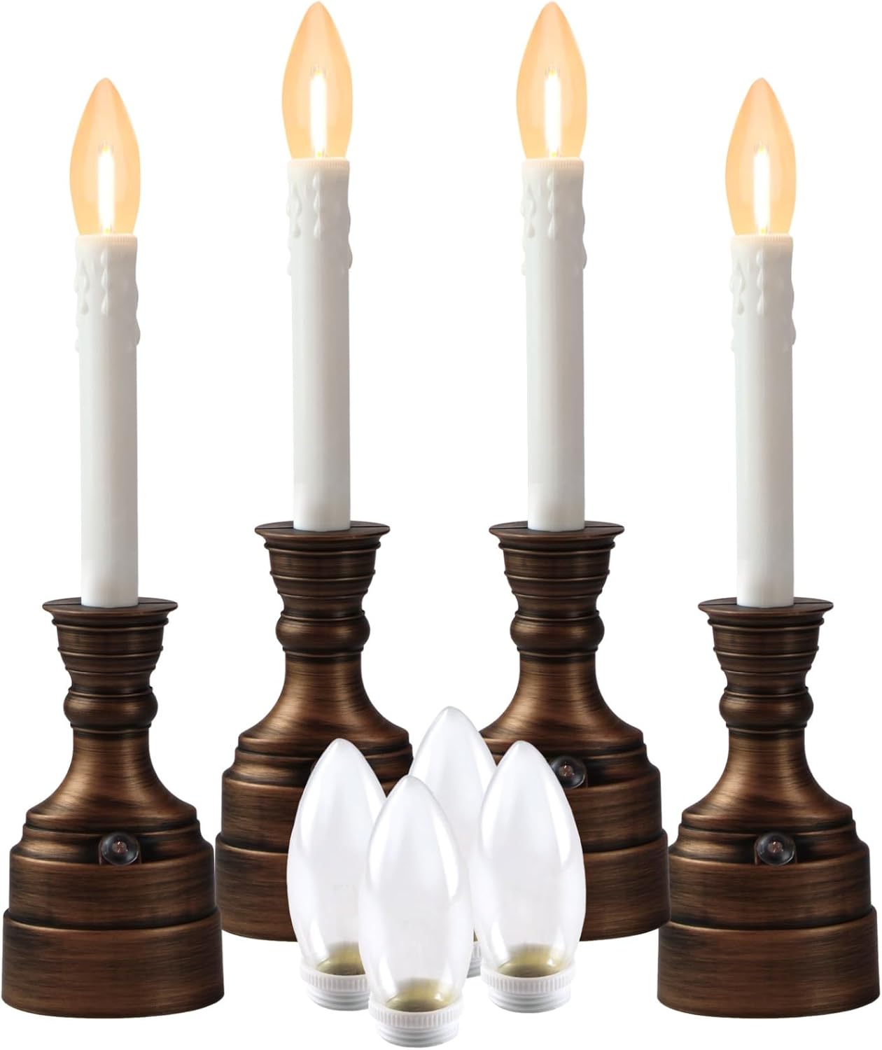 Lafbo Set of 4 BatteryOperated Christmas Window Candles Warm LEDs with Photo