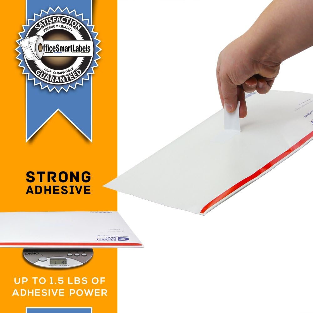 OfficeSmartLabels - 1-1/8 x 3-1/2 inch Self-Adhesive White Address Labels, Compatible with 30572 (10 Rolls / 260 Labels Per Roll)