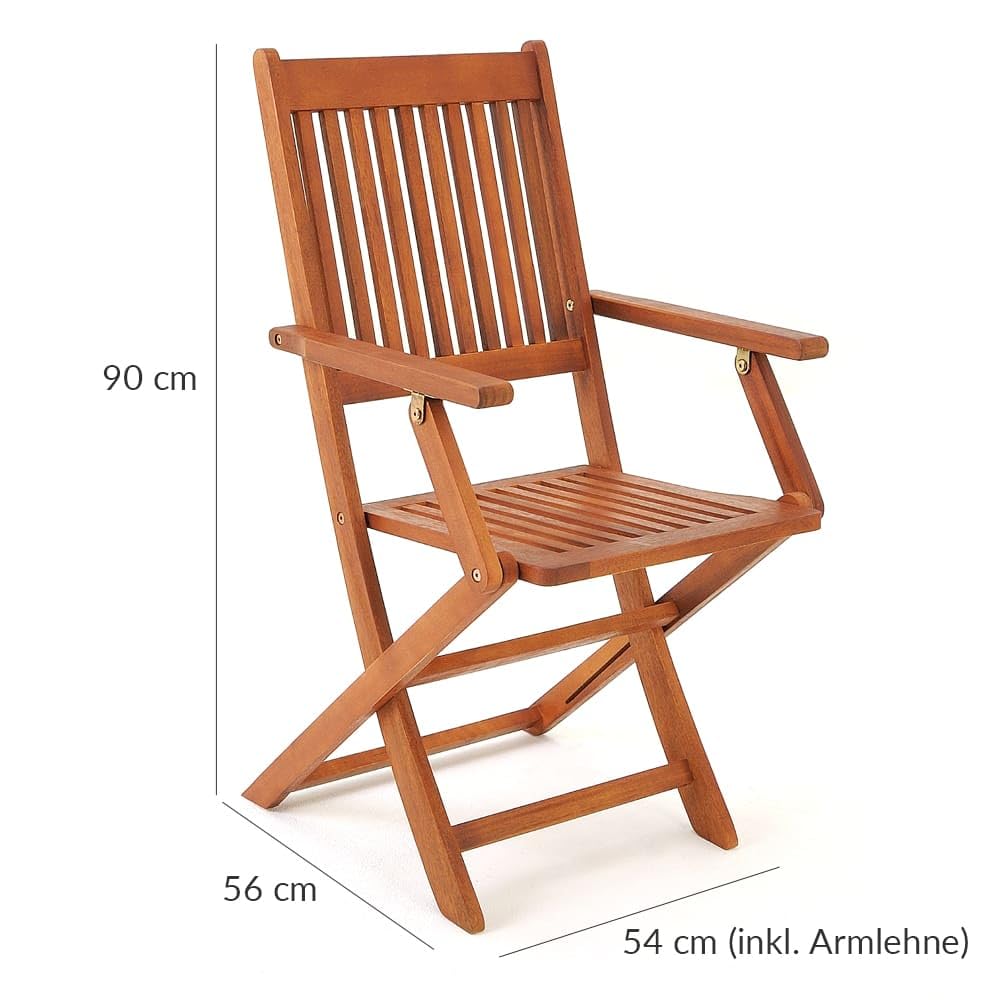 Casaria Set Tavolo e Sedie da Giardino in Legno Acacia Certificata FSC® 5 Pezzi 4+1 Balcone Terrazza Veranda Mobili da Esterno 120x70x75cm