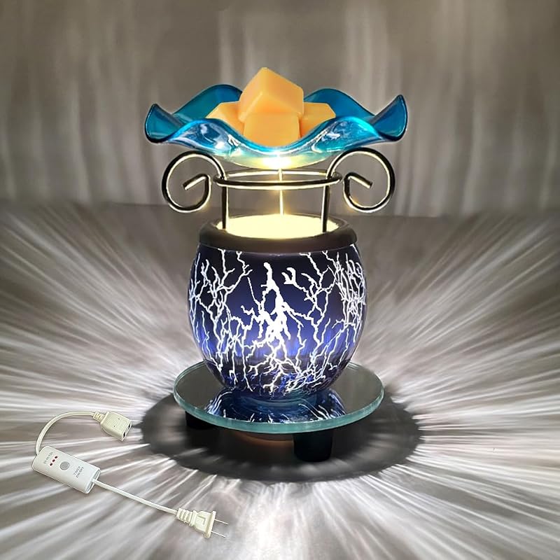 Aquecedor elétrico de cera e fragrância HUNANBANG Lightning-blue com temporizador