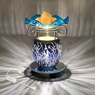 HUNANBANG Electric Oil Warmer Scented Wax Warmer with Auto Off Timer Candle Wax Melt Warmer Wax Melter Fragrance Wax Burner (Lightning-Blue)
