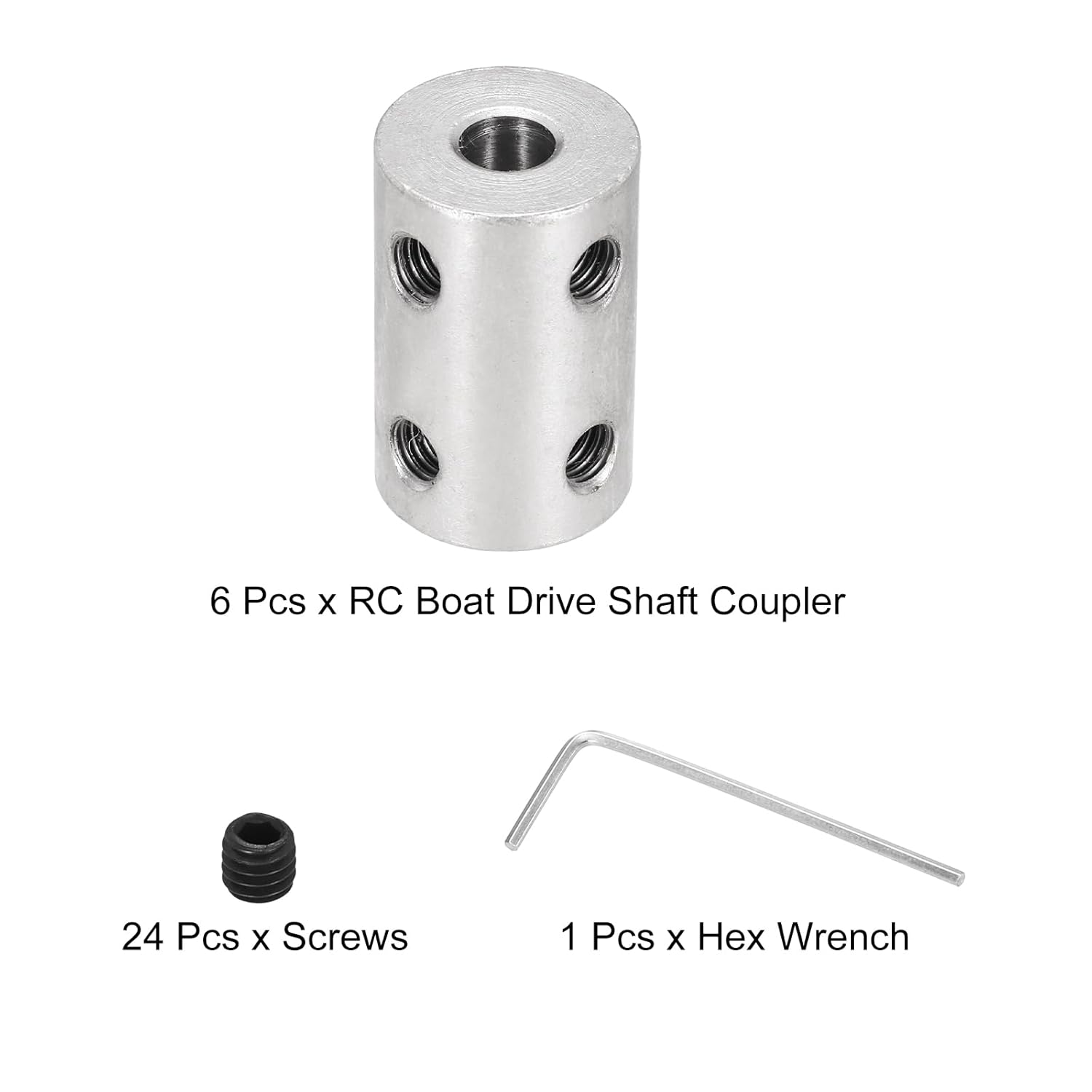 MECCANIXITY Rigid Screw Coupling 4mm to 5mm Shaft Coupler Connectors L22mm x D14mm Steel Joint Connectors Rigid Coupling Set for 3D Printers DIY Encoder with 24 Screw & Hex Wrench, 6 Pcs