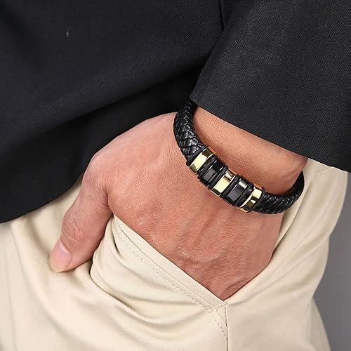 Miniatura 5 de Men's Handmade Bracelet Fashion and High-end Handmade Braided Leather Bracelet for Men,Handmade Braided Rope Wristband Bracelet Gift for Son