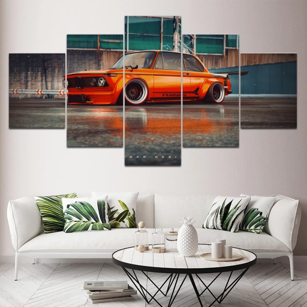 5-teiliges XXL Leinwandbild 'Corvette Burnout' – Mehrteilige Wanddekoration Auf Vlies, Ca. 150x80 Cm