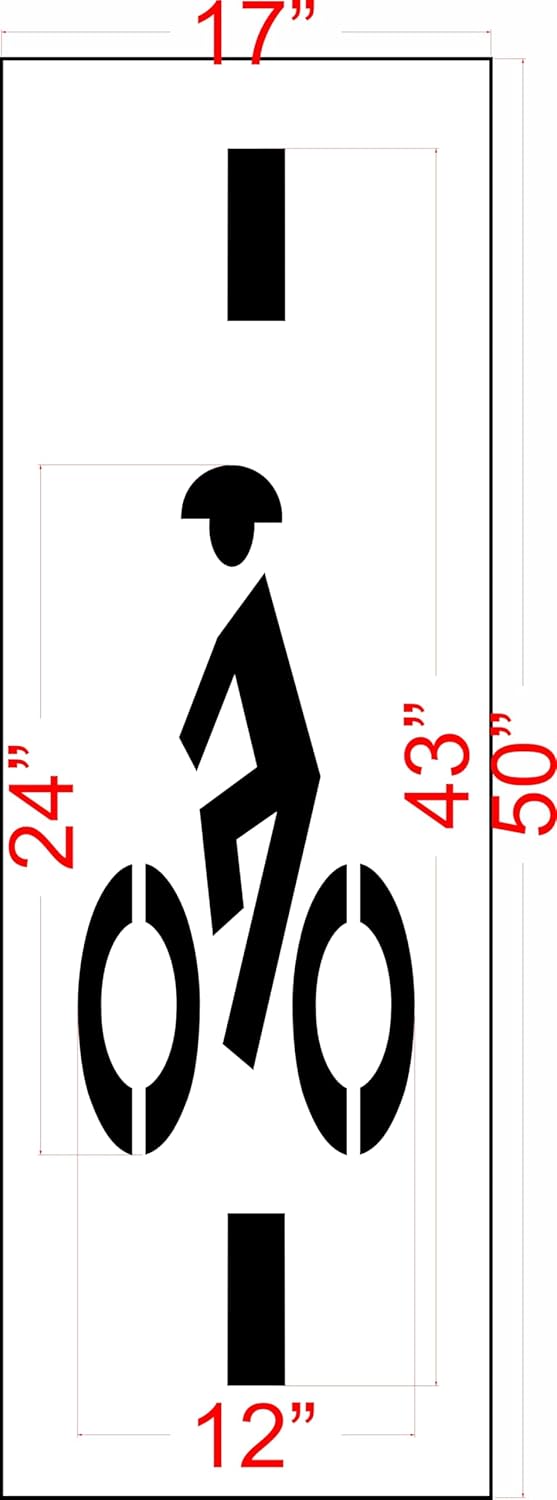 43" Seattle DOT Bike Lane w/Dashes Stencil - 1/8" (.125") PRO-Grade LDPE