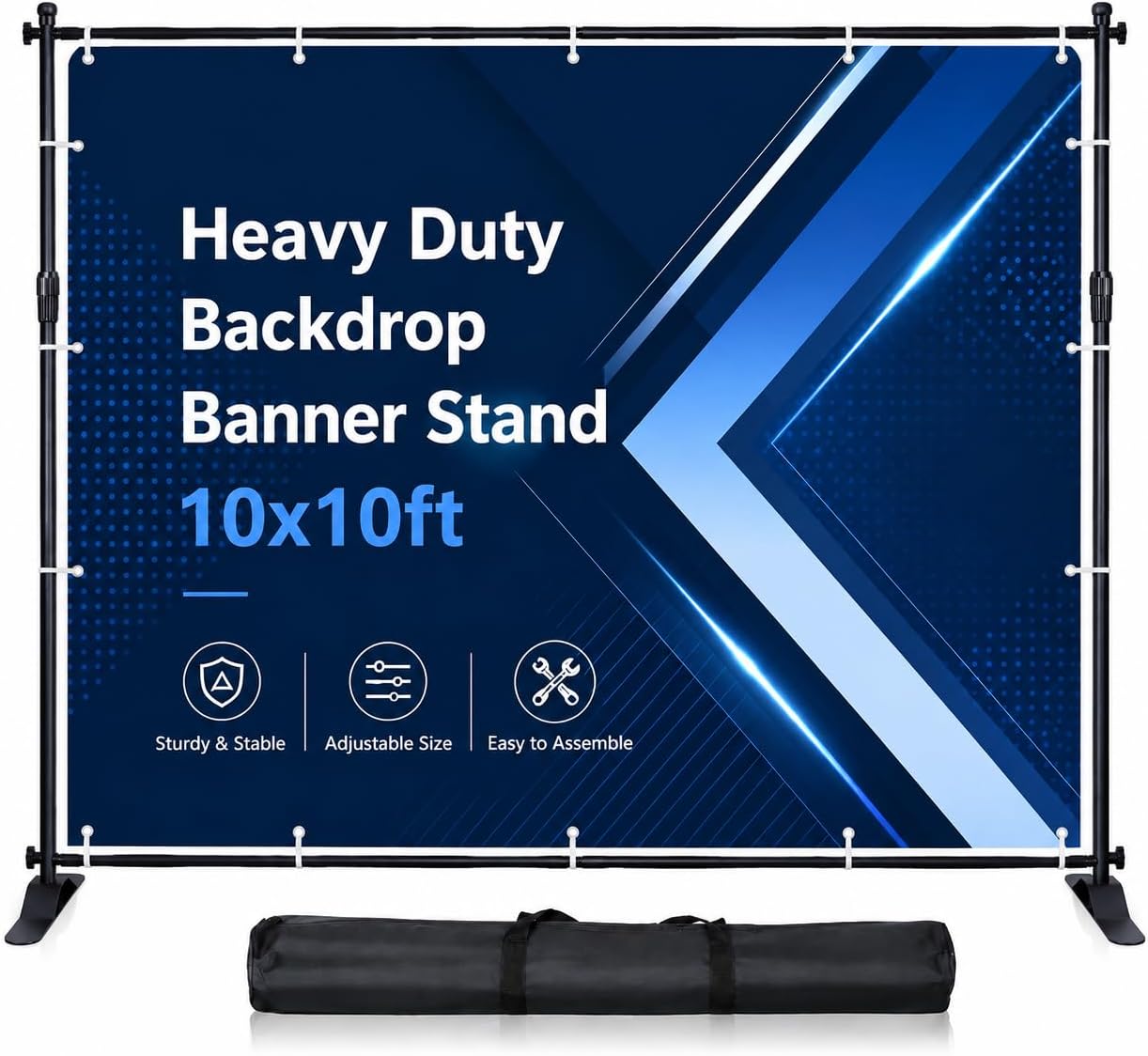 Telescopic Banner Stand, Step and Repeat Backdrop, 10x10FT