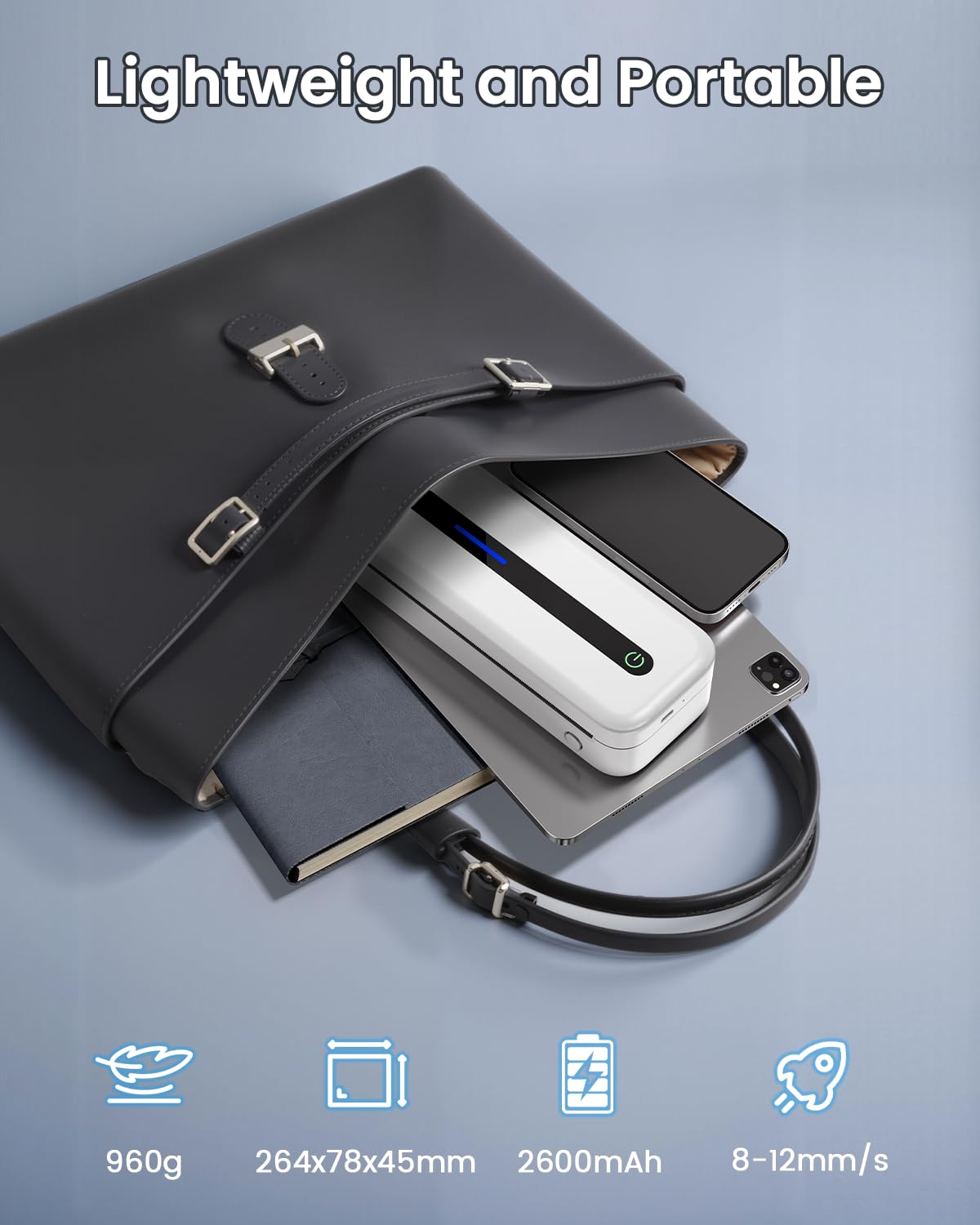 Stampante Termica A4 M832 Portatile 300DPI Bluetooth Bianco