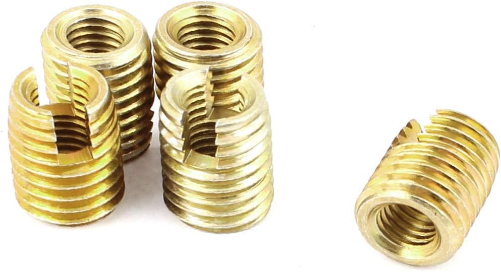 New Lon0167 5 Pcs Featured Brass Tone 14mm reliable efficacy x 10mm x 5mm Self Tapping Threaded Inserts(id:156 69 94 3df)