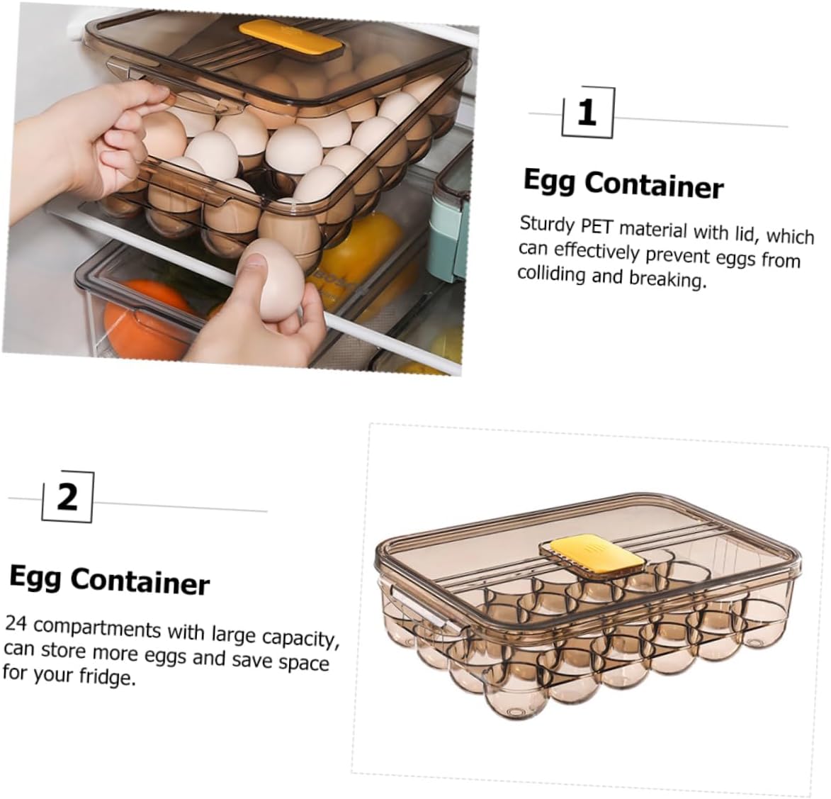Covered Egg Storage Box Lid Large Capacity Plastic Egg Holder for Refrigerator for Kitchen Storage