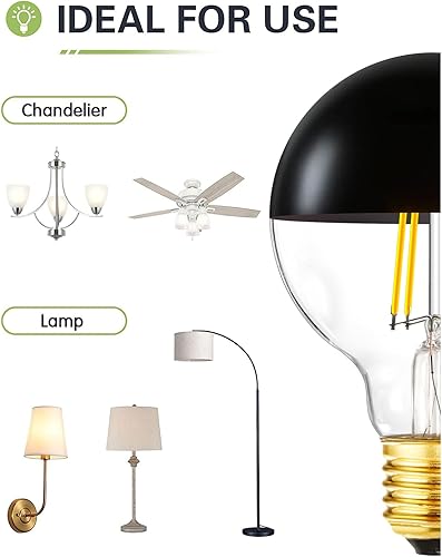 Miniatura 4 de Leools Bombillas LED medio negras, regulables de 6 W (equivalente a 60 vatios), bombillas Edison de 4000 K, luz blanca diurna de 4000 K, bombillas