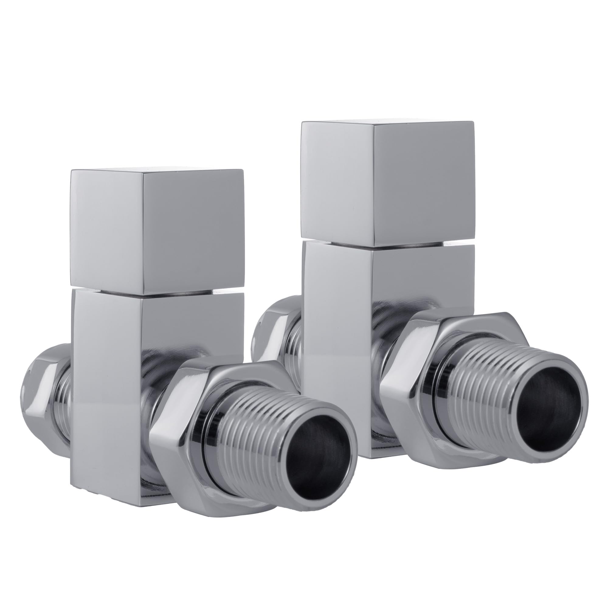 VANCOCO 2Pcs 1/2"×15mm Chrome Straight Radiator Valves Square