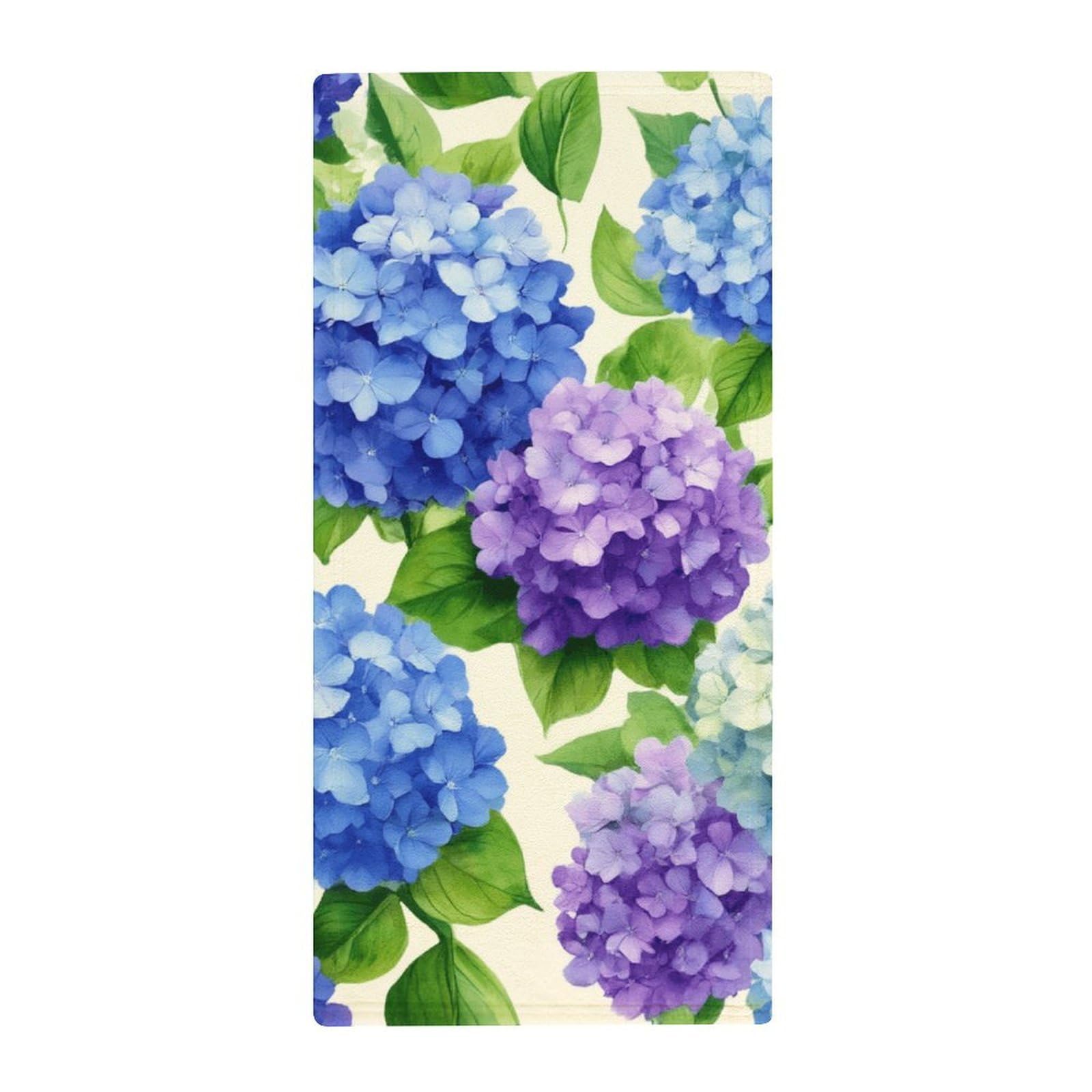 Anceky Decorative Hotel Bath Towels, Watercolor Hydrangea Soft Absorbent Hand Towels for Guest Rooms & Kitchen Use