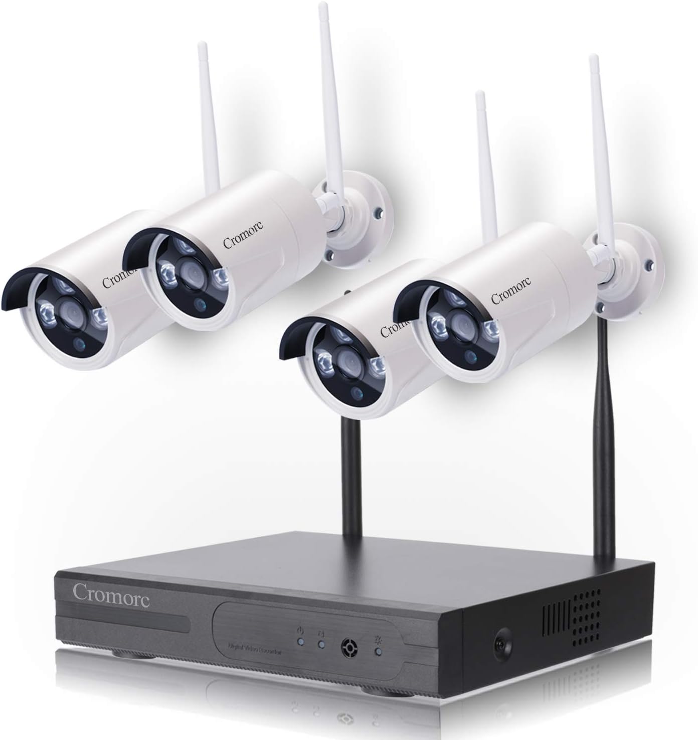 Wireless Security Camera System WiFi NVR Kit CCTV 4CH 1080P NVR 4pcs 960P Indoor Outdoor Bullet IP Cameras P2P IR Night Vision Weatherproof Plug and Play no Hard Drive