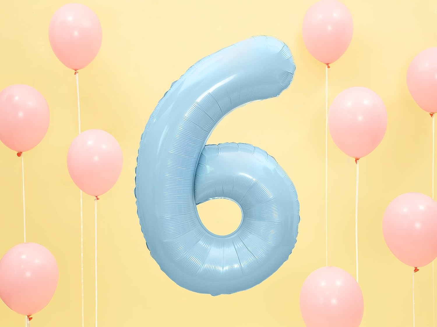 Premium Giant XXL Foil Balloon Number"6" - Pastel Blue, 86 cm (34") - Image 3